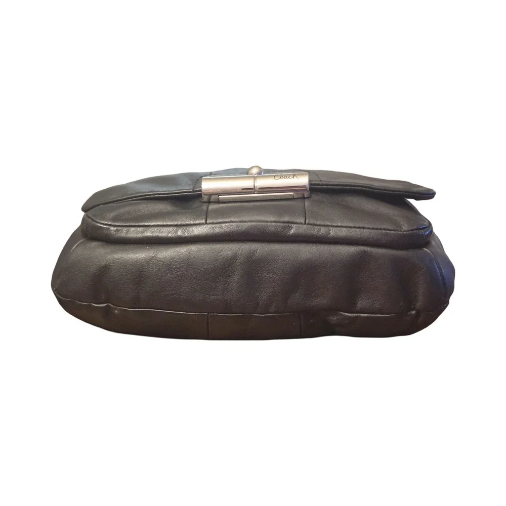 Coach Ergo Black Leather Shoulder Bag Turnlock Flap 12248